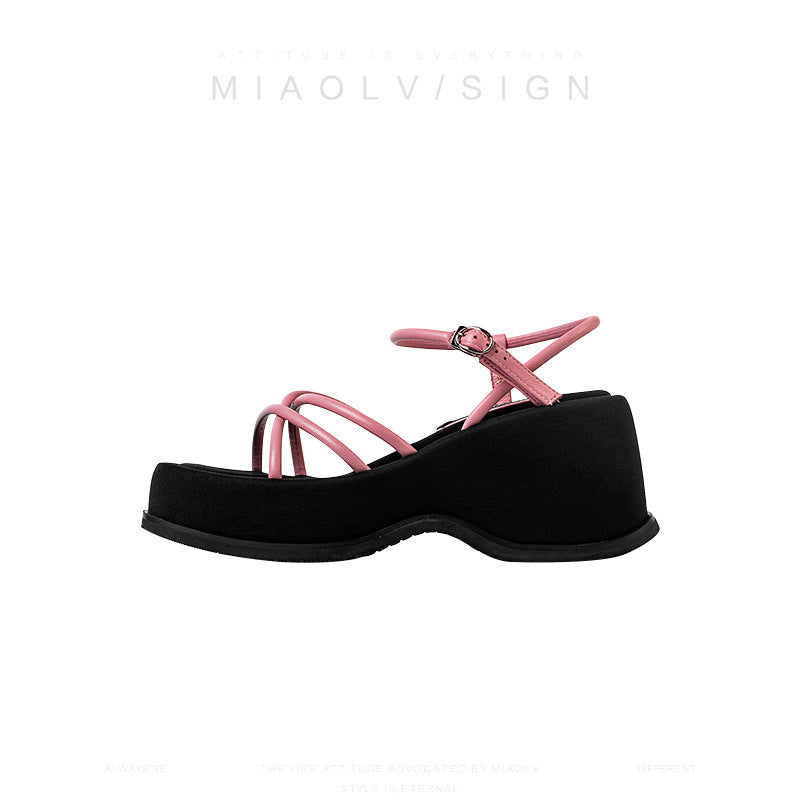 Summer Waterproof Platform Strap Outer Wear Platform Open Toe Sandals For Women