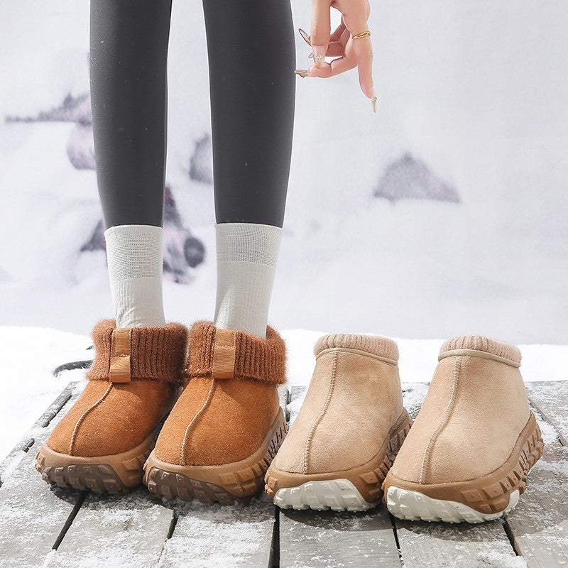 Botas de nieve con suela de resina para mujer, antideslizantes, resistentes al desgaste y de cuero