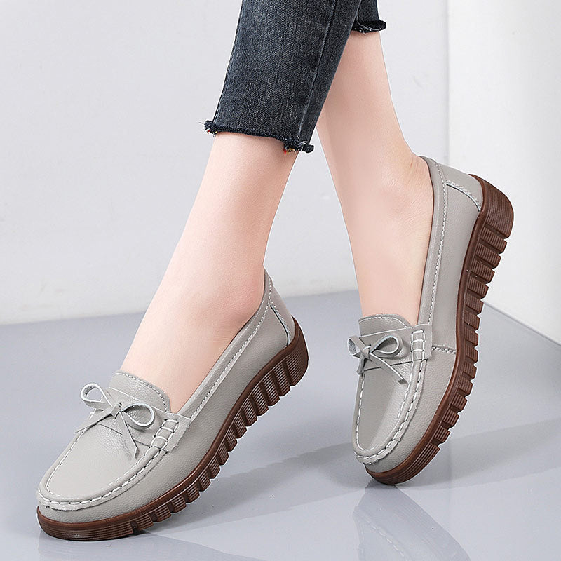 Summer Leather Breathable Women's Soft-soled Leather Shoes