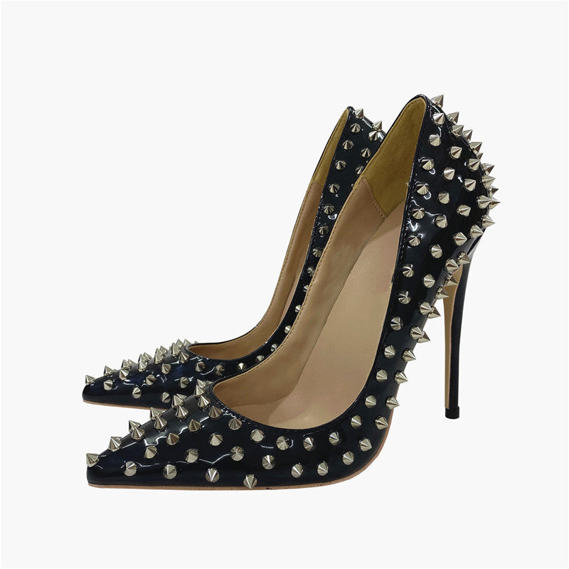 Rivet High Heels Pointed Stiletto Low-cut Shoes