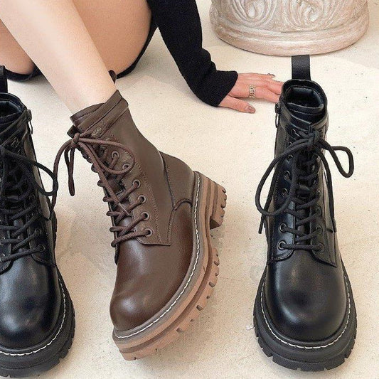 Botas nuevas de estilo británico para mujer con forro polar grueso de talla grande