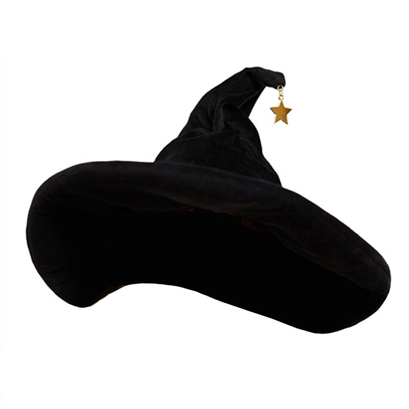 Freely Shaped Suede Witch Hat With Bow Tie