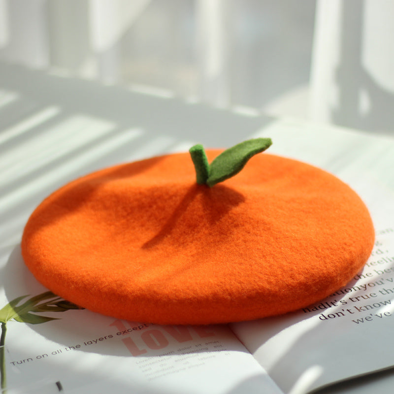 Painter Hat Parent-child Wool Felt Orange Orange Beret