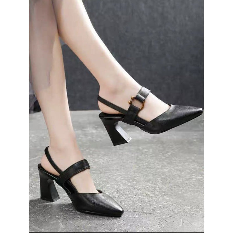 Women's Casual Square Toe Horseshoe Heel Chunky Heel Sandals