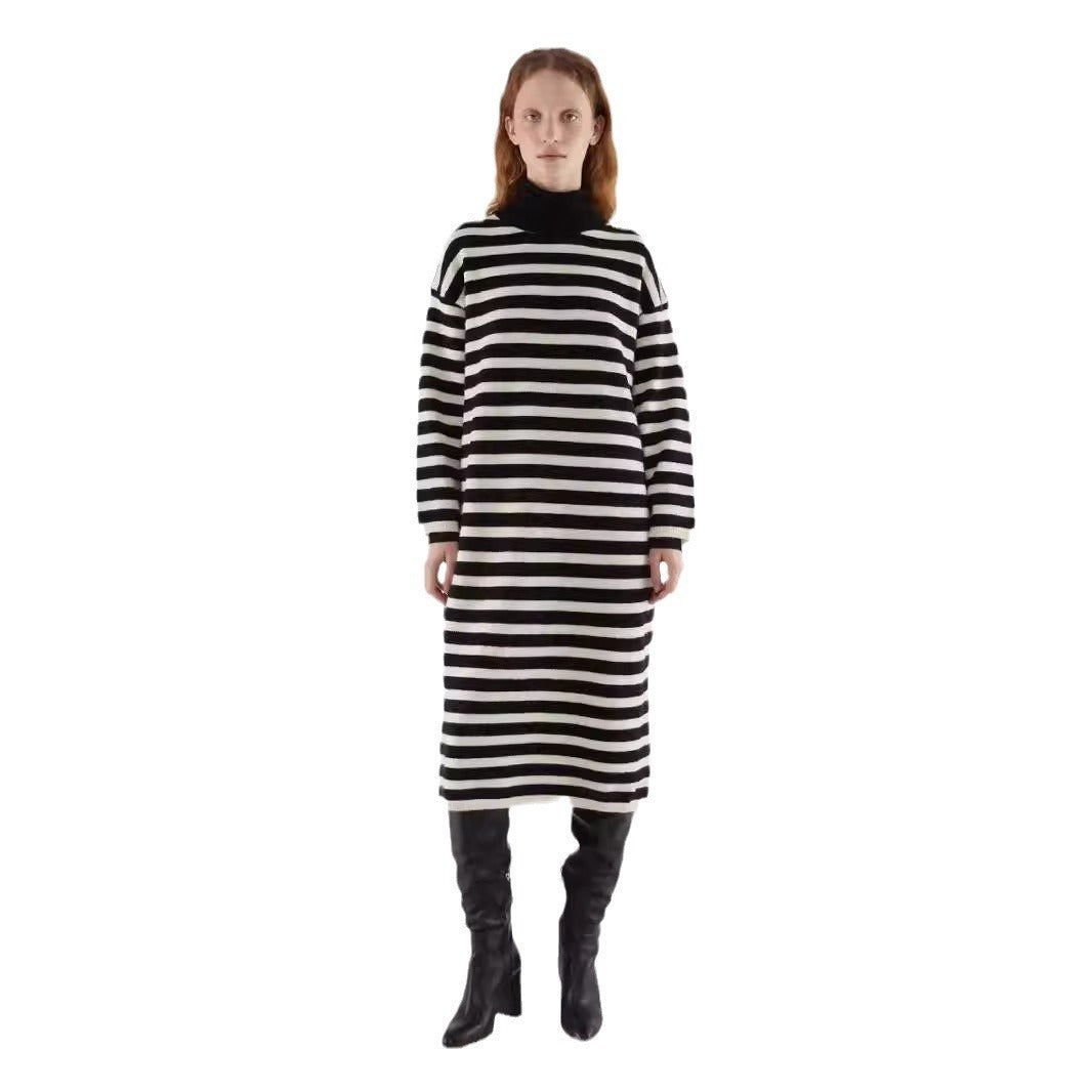 Fashion Ladies Striped Dress Sweater