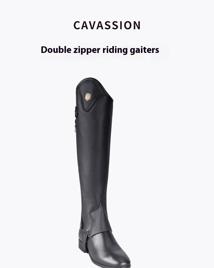 Cowhide Equestrian Chaps High Quality Thick Cowhide Double Zipper Riding Leg Guard Boots