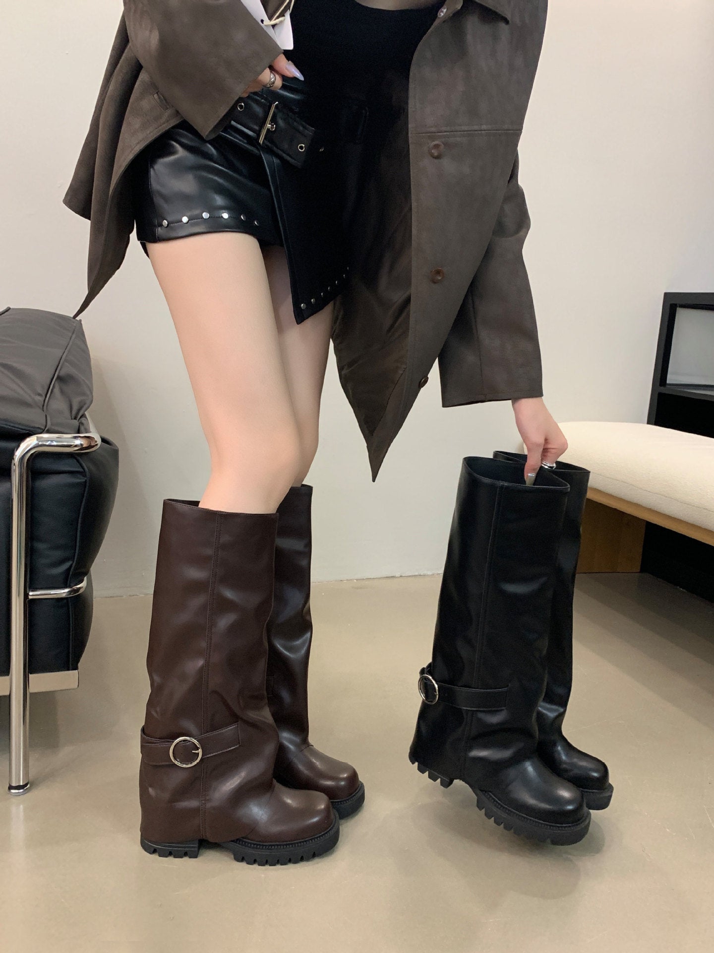 Thick Bottom Small Versatile Long Boots Female