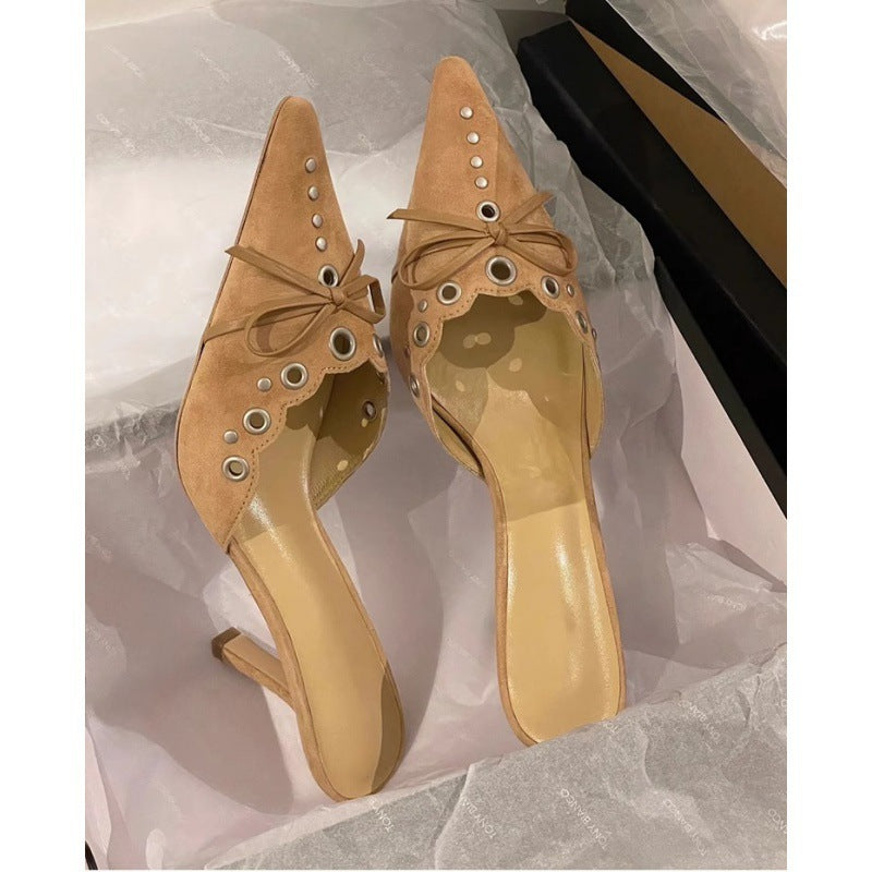 Women's Bowknot Hollow-out High Heel Sandals