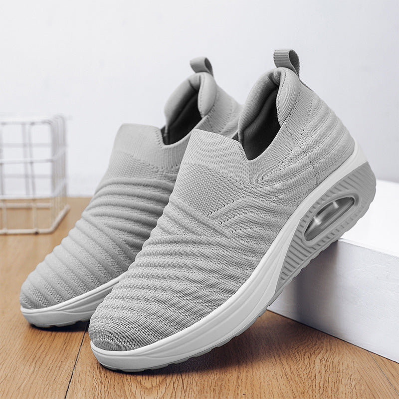 Slip-on Shoes Breathable Platform Mesh Surface Flying Woven Casual