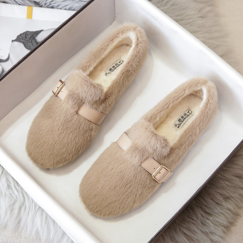 Women's Fleece-lined Platform Lamb Wool Shoes