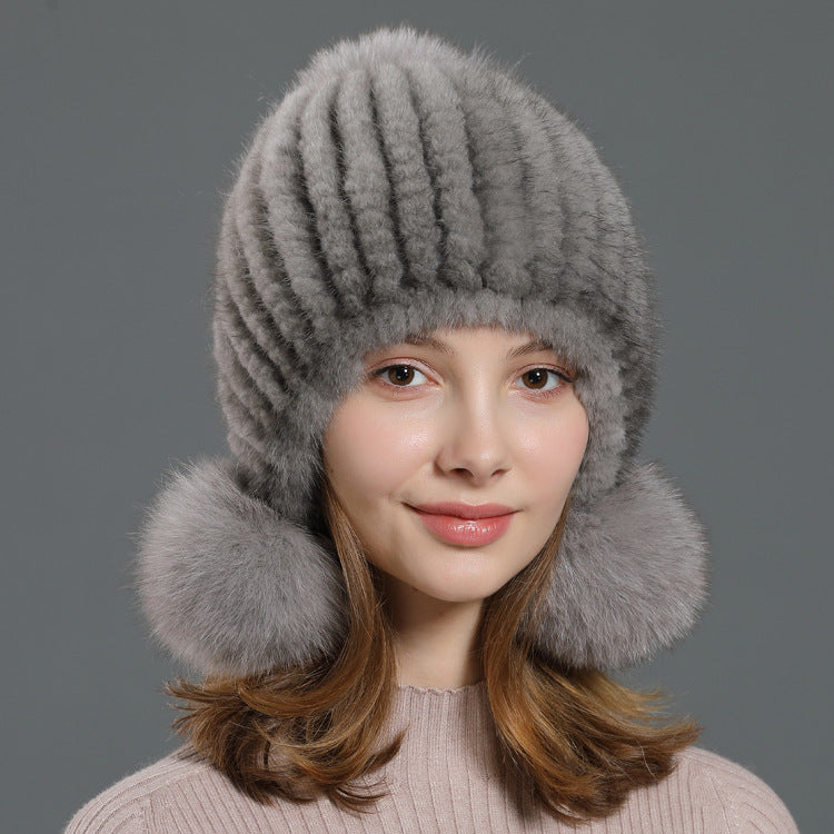 Korean Style Fox Fur Ball Fur Hat Women