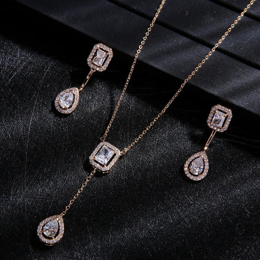 925 Silver Needle European Style Fashionable Exquisite Micro Inlaid Zircon Water Drop Necklace