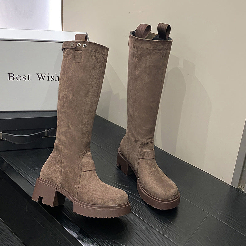 Chunky Heel Platform Long Boots Summer Boots For Women