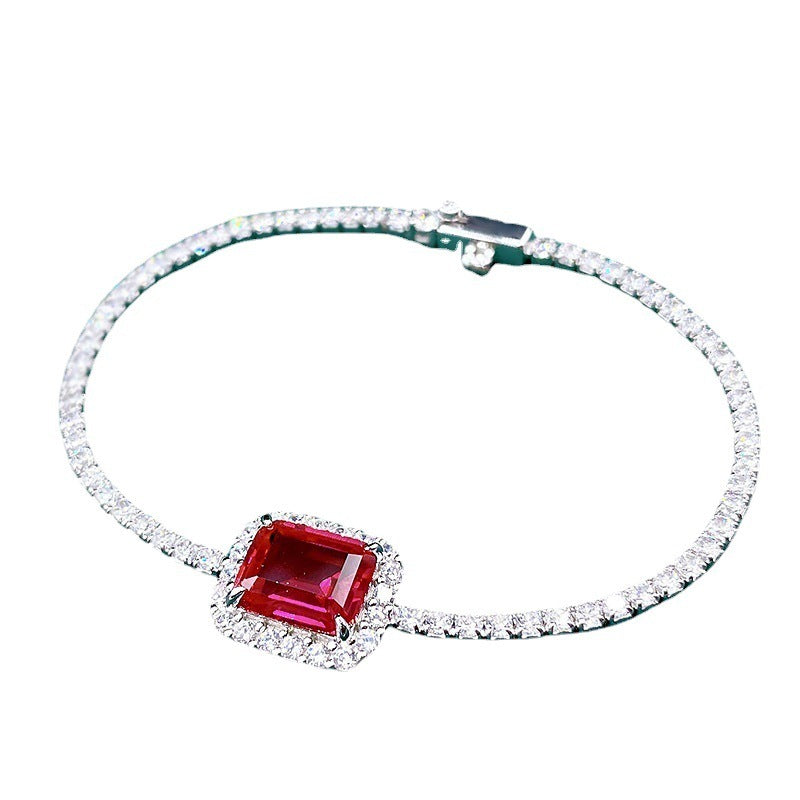 S925 Sterling Silver Synthetic 810 Emerald Bracelet