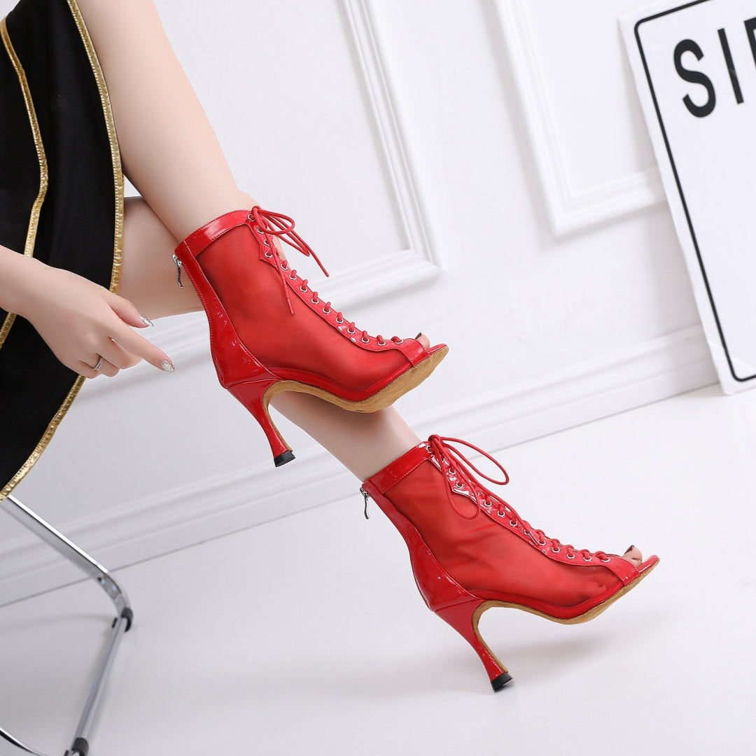 Red Modern High Heel Latin Dance Shoes