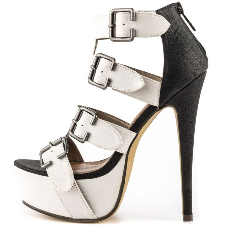 Belt Buckle Platform High Heel Roman Sandals