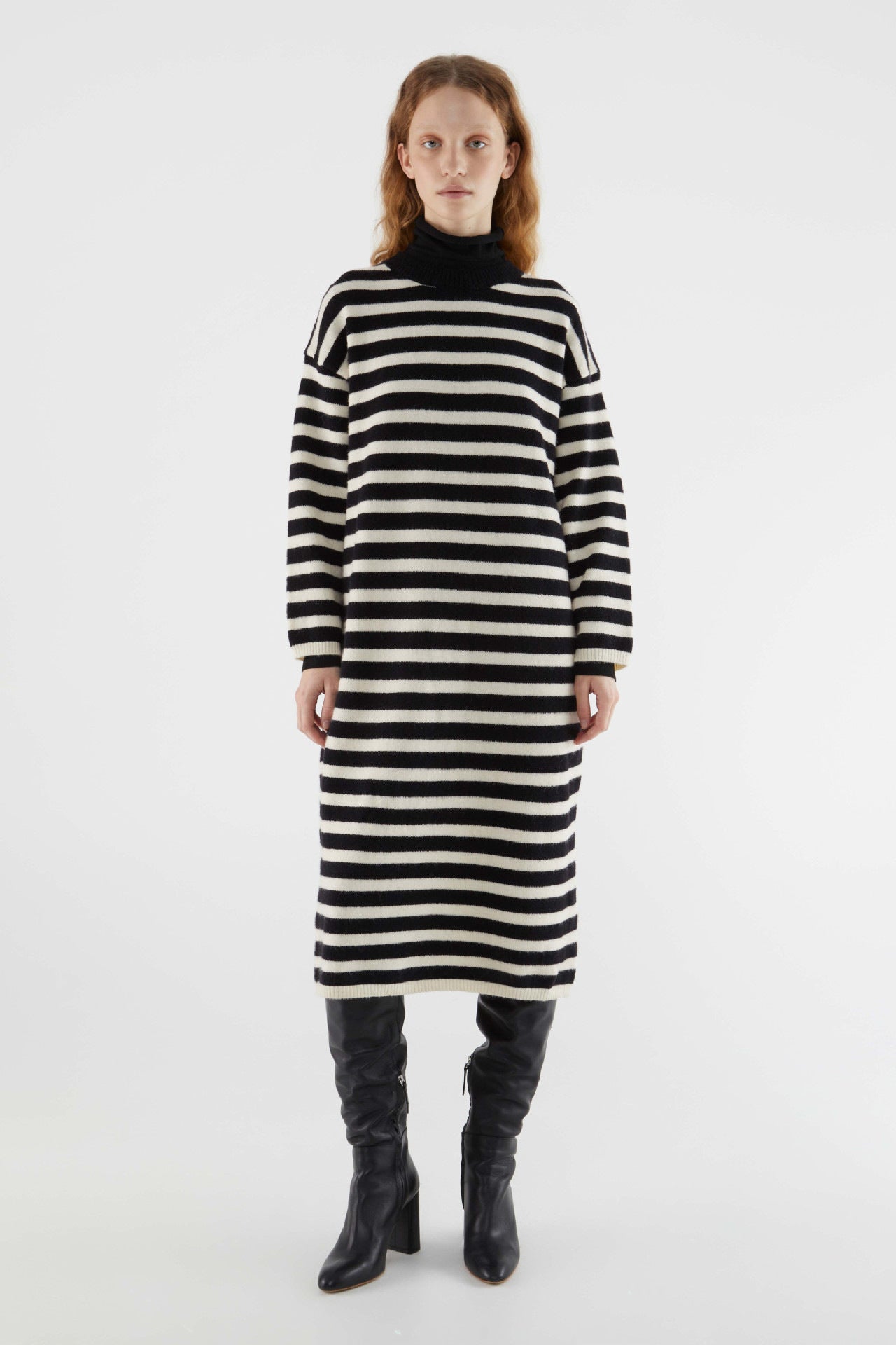 Fashion Ladies Striped Dress Sweater