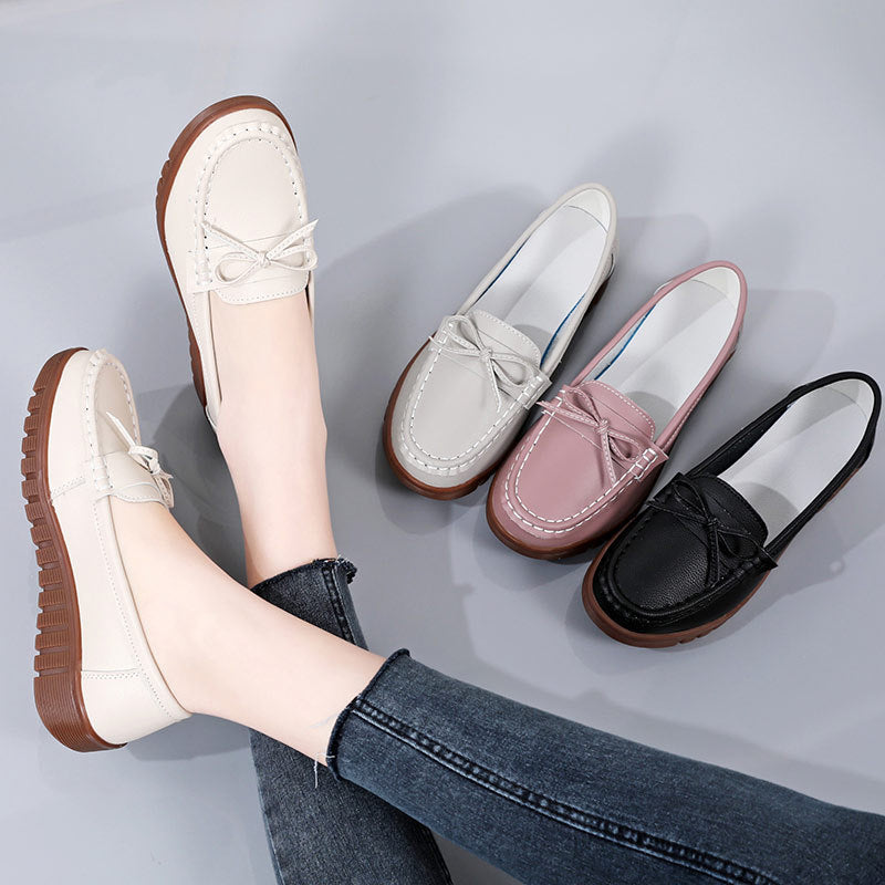 Summer Leather Breathable Women's Soft-soled Leather Shoes