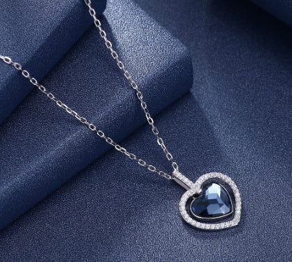 Crystal Necklace Female S925 Sterling Silver Diamond Heart