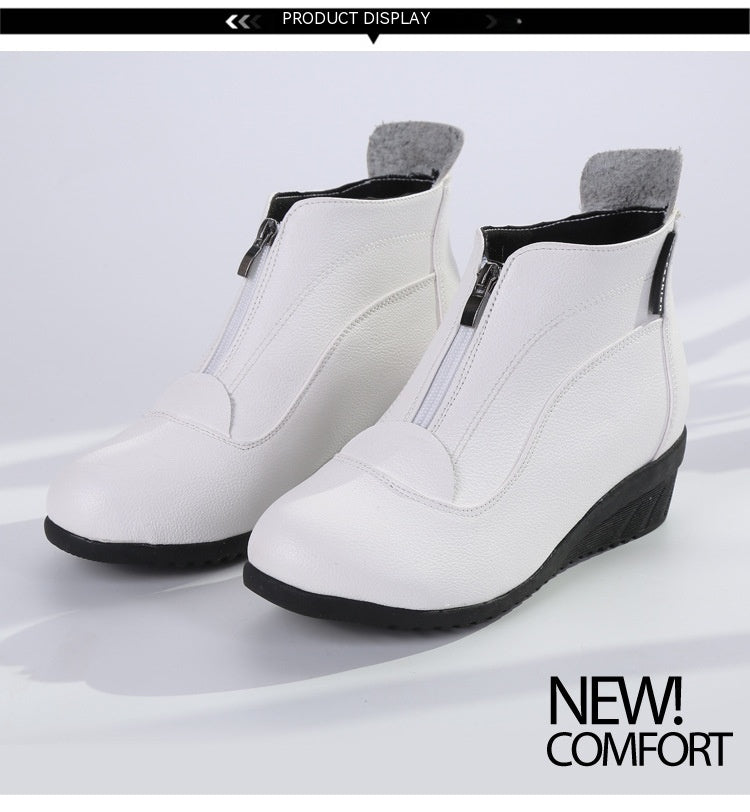 Soft Bottom Mid Heel Sports Middle-aged And Elderly Dancing Shoes Zipper Ankle Boots