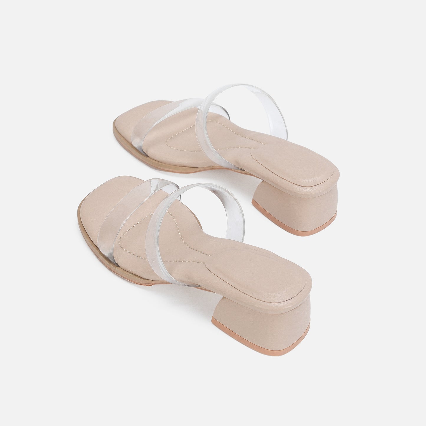 Sandalias blancas de tacón medio para mujer con zapatillas transparentes para uso exterior