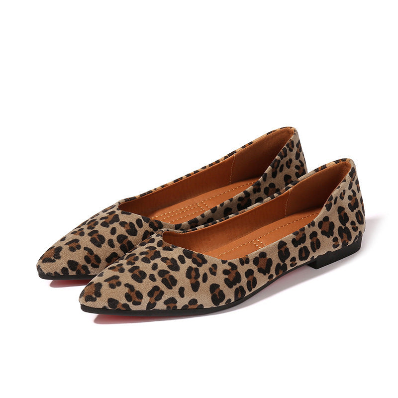 Women's Fashion All-match Vintage Leopard Print Pointed Soft Sole Shoes